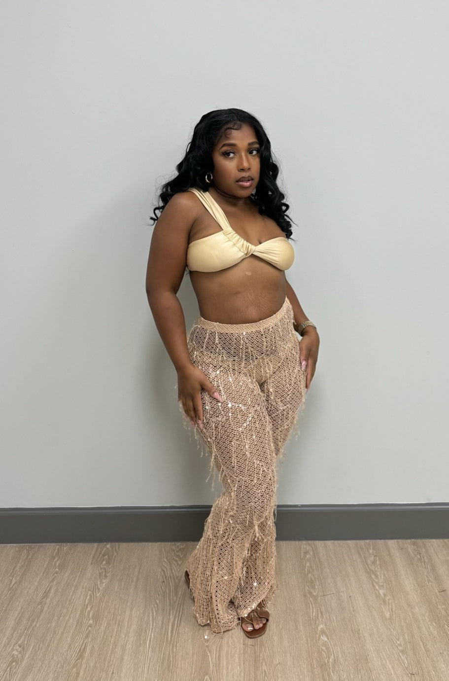 Gold sequin pants plus size hotsell